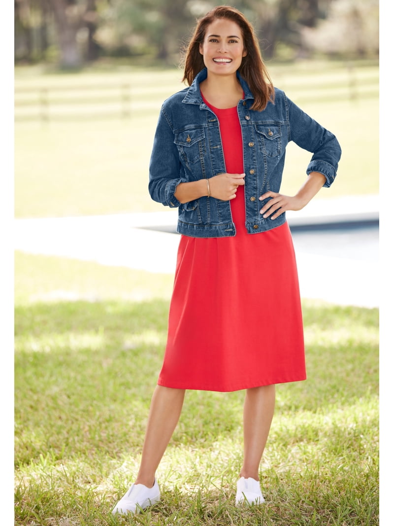 strapless open back dress Striped Jeans Jacket with Plates 2 / Blue