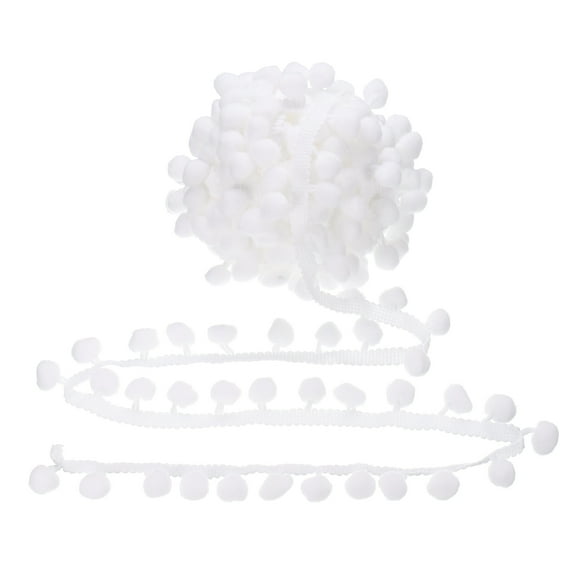 Uxcell 10 Yards Pom Pom Trim Ribbon, 1" Wide White Pom Pom Ball Fringe Trim Ribbon for DIY Crafts Curtain Clothes Pillow Home Decoration