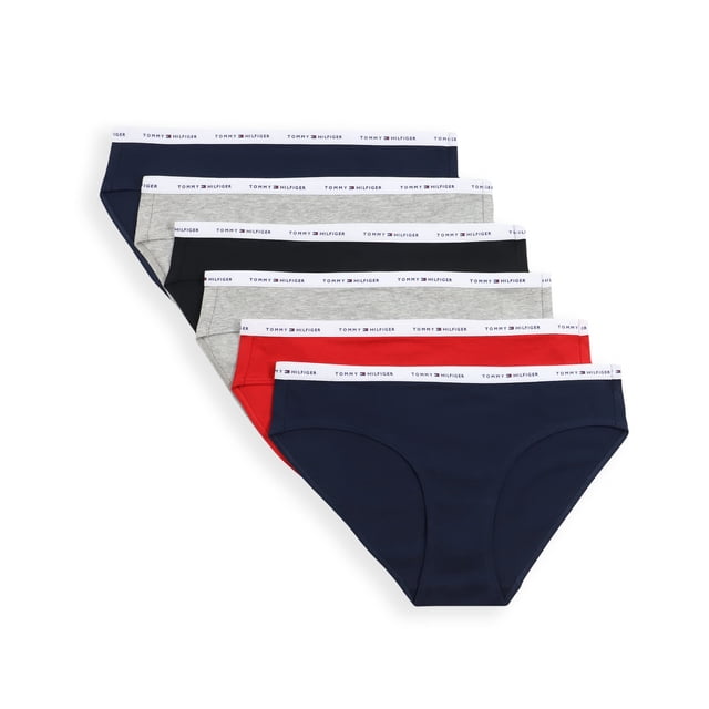 Braguitas Tommy Hilfiger de algodón para mujer, paquete de 6, talla S
