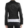 thumbnail image 2 of New Women's Black Leather Motorcycle Biker Jacket 100% Genuine Soft Lambskin W388, 2 of 3