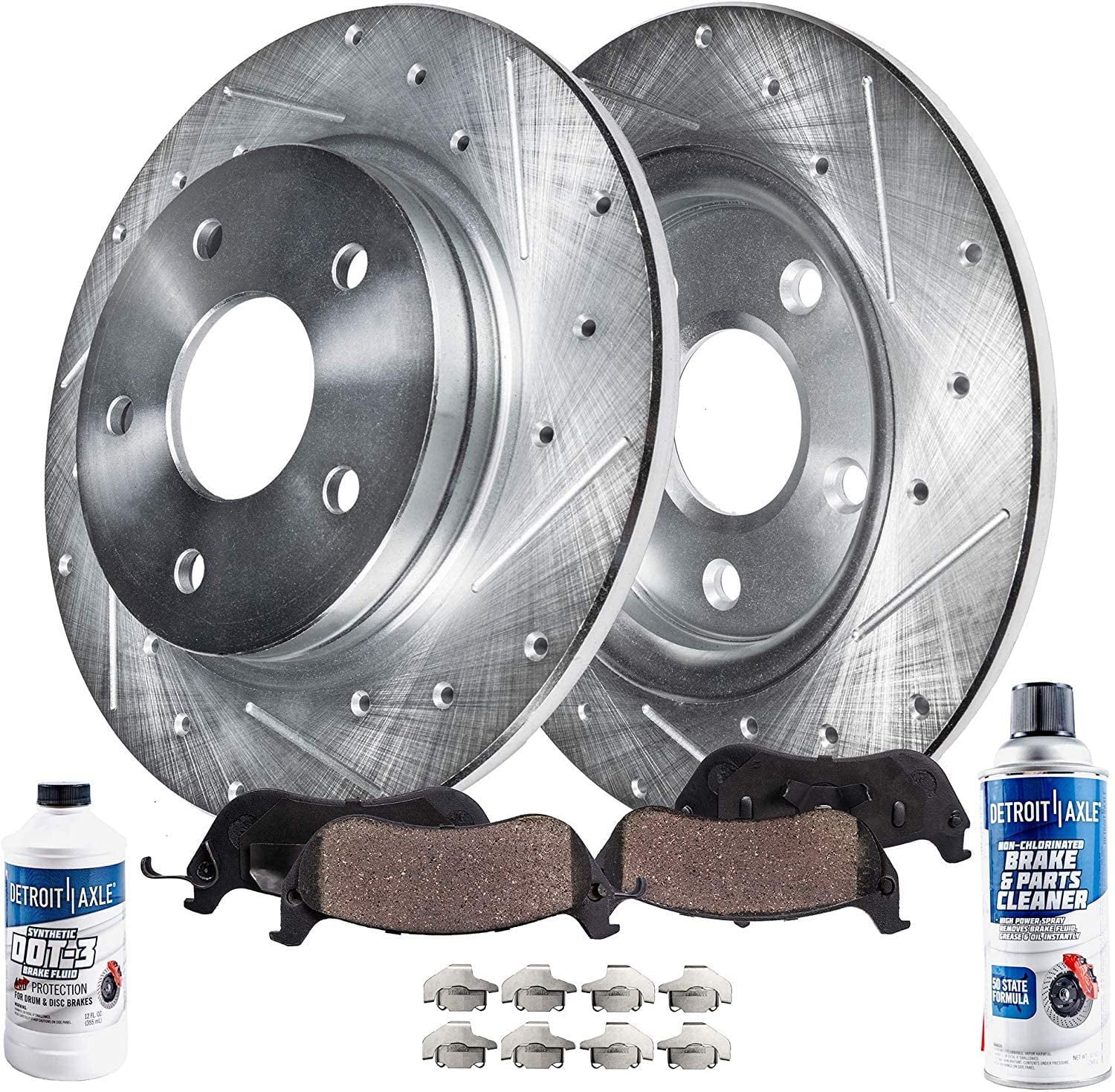 Detroit Axle Rear Drilled Slotted Rotors Brake Pads Replacement For 