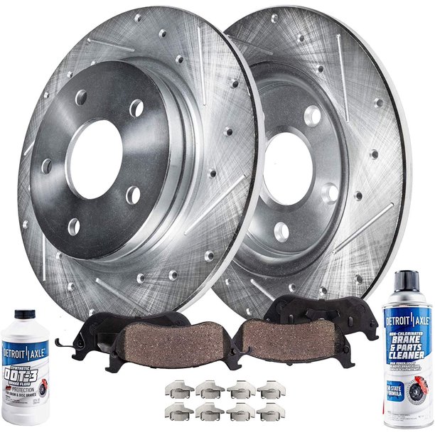 Detroit Axle Rear Drilled Slotted Rotors Brake Pads Replacement for