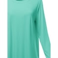 thumbnail image 4 of A2Y Women's Premium Solid Long Sleeve Round Hem Crew Neck Top Shirt Blue Mint 1XL, 4 of 7