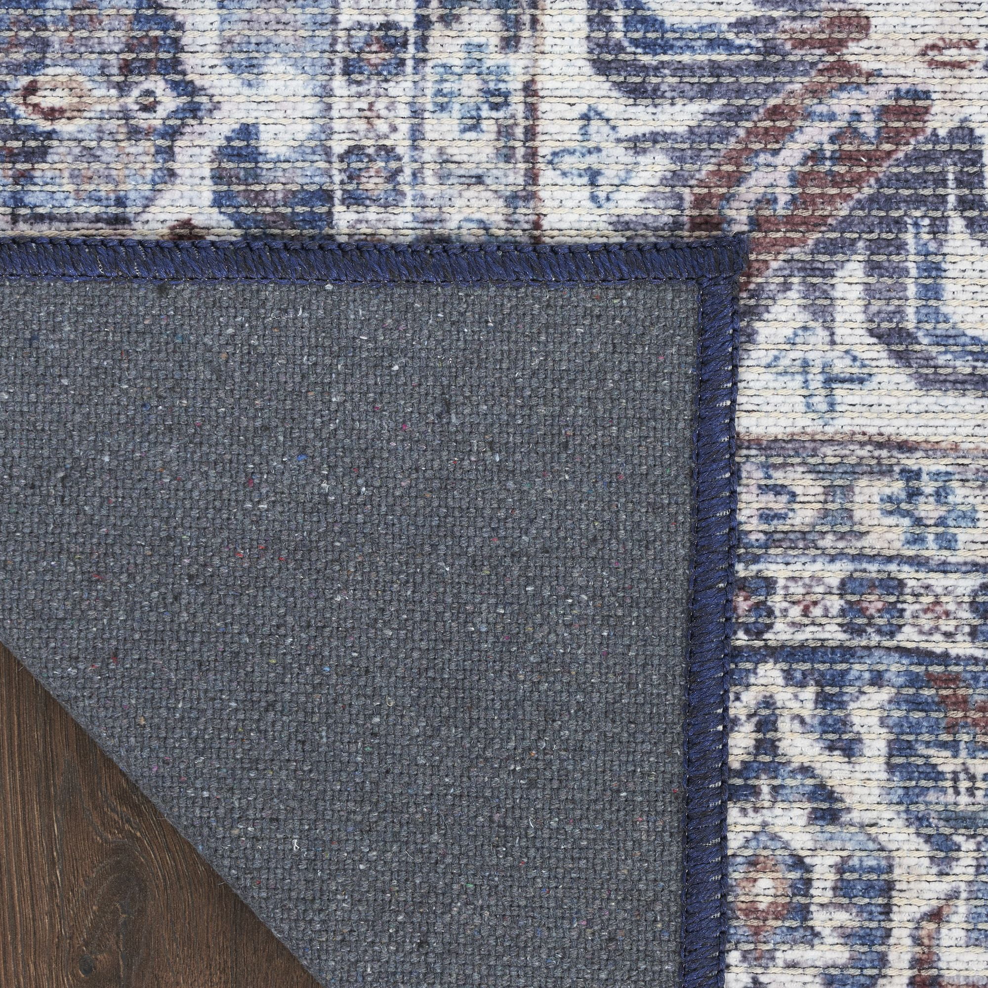 Nourison New Concept Washables 2' x 3'9" Navy Ivory Vintage Indoor Non-Slip Flatweave Rug