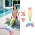 thumbnail image 2 of Luvoko Tween 3 Piece Girls Swimsuit Bathing Suits Bikini Fish Tail Set Ift For Girls 4 13 Years Toddler Girl Bikini Swimsuit Girls Swimsuit with Padding Kids Racing Swimsuit Cow Print Suit Long, 2 of 8