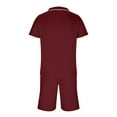 thumbnail image 5 of VBTAPA Mens Beach Outfits 2 Piece Sets Solid Textured Cuban Shirt and Shorts Set Summer Casual Lounge Sets Yoga Tracksuit Set Wine XXL, 5 of 7