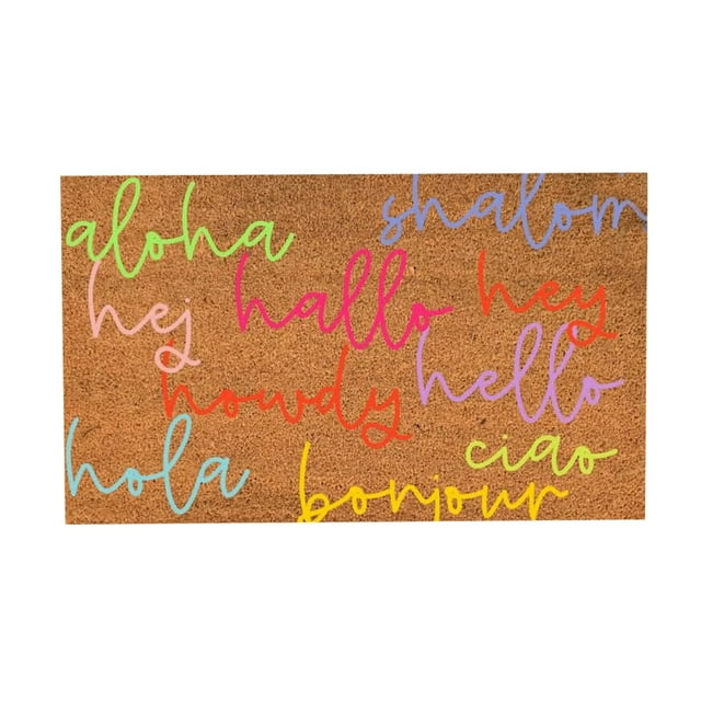 Doormats Coir Outdoor Doormats Outdoor Tropical Spring Rug Home Décor Doormat Entrance Doormat for Outdoor Entrance Front Doormat for Outside Patio Floor Entry Porch Garage Office, 16x24 Inch, Hello