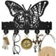 thumbnail image 1 of Gancho de madera con forma de mariposa para llaves, perchero para pared, 30 x 19 cm, color negro, con 5 ganchos de aleación., 1 of 9