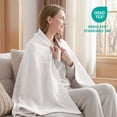 thumbnail image 2 of Exclusivo Mezcla 100% Cotton 4 Layers Muslin Throw Blanket for Couch, Moisture-wicking and Breathable Gauze Blanket with Geometric Pattern for Year Round Comfort, 50"x60", Pure White, 2 of 8