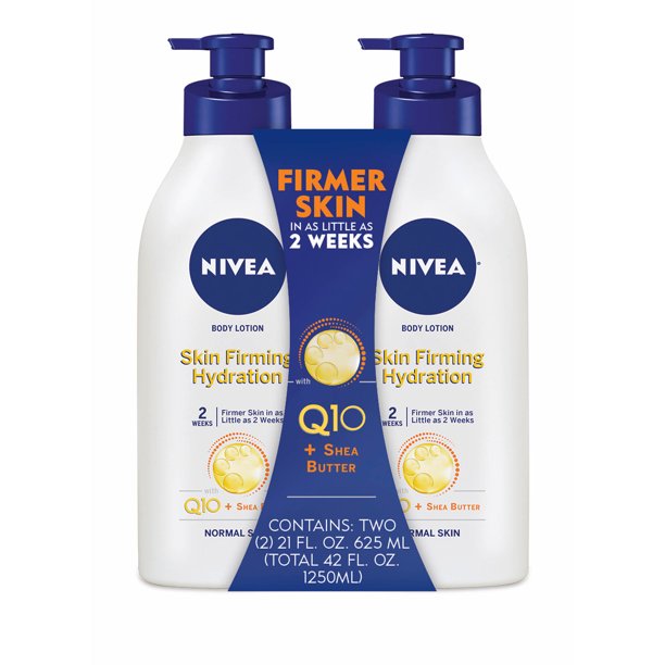 NIVEA Body Lotion, Skin Firming Hydration, Q10 & Shea Butter, 2 Pk, 21