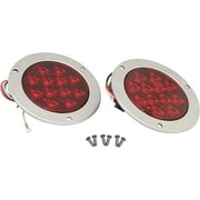 MaxxHaul 4" Round Stop Turn Indicator with Stainless Steel Bezel Ring for 12V DC 50585 LED Automotive Tail Light Fits RV's, Trailers, Caravans, Boats, and Trucks, Pair