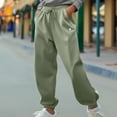 thumbnail image 4 of Dalix Heartly Ghost Embroidery Heavy Weight Fleece Sweatpants Soft Lounge Pant Drawstring Waistband Pockets Womens in Oil Green L Large, 4 of 4