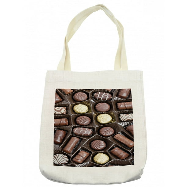 Chocolate Tote Bag, Closeup Image of a Chocolate Box Yummy High