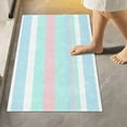 thumbnail image 2 of Aqua Pink Stripes Bathroom Rug Rectangular Bath Mat Non Slip Bath Rugs Absorbent Shaggy Bathmats for Sink Shower 16" x 24" Home Decor, 2 of 7