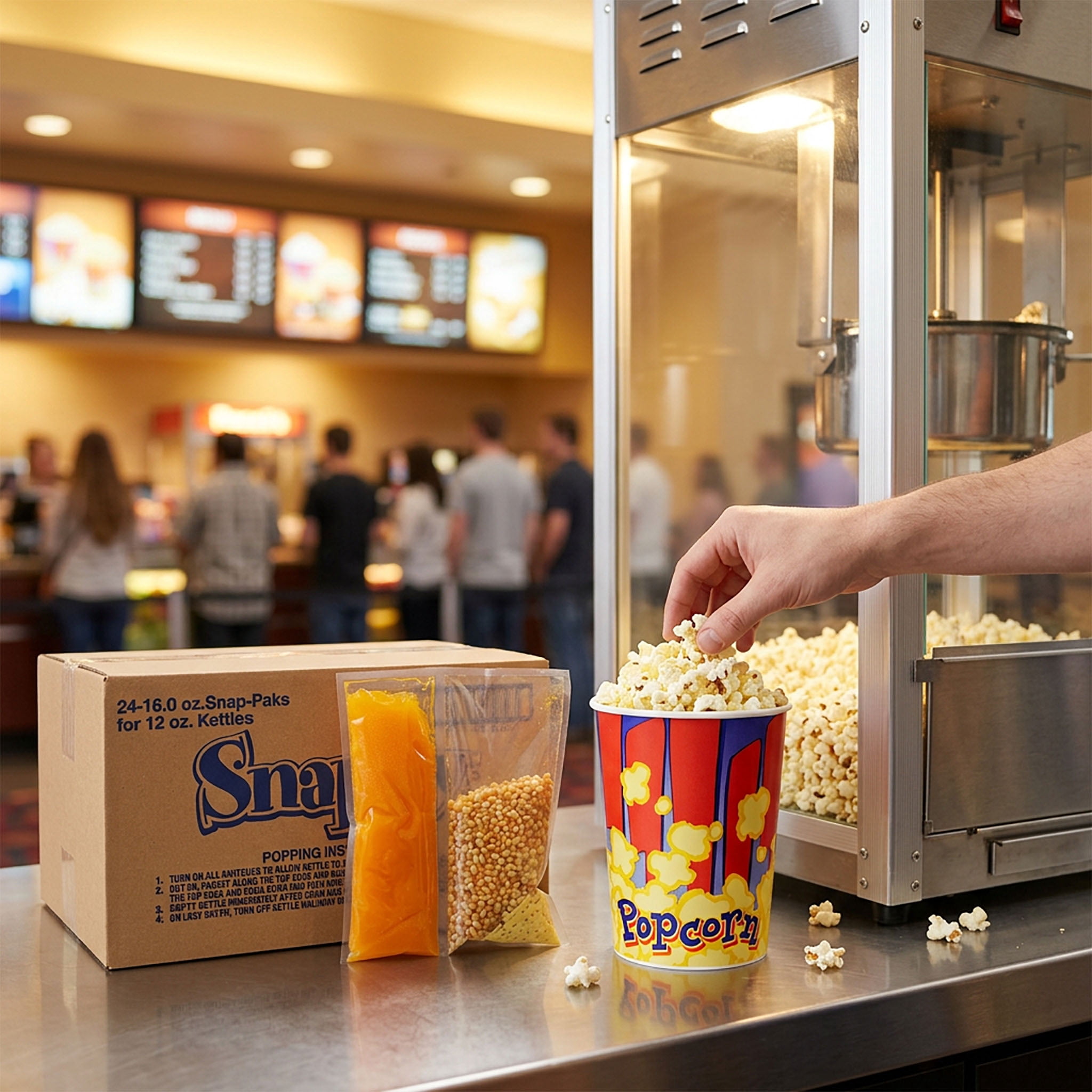 Snappy Snap-Paks All in One Popcorn Portion Packets for 12 oz Popping Machine, Kernels, Oil, and Salt, 24 Count