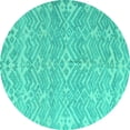 thumbnail image 1 of Ahgly Company Indoor Round Abstract Turquoise Blue Modern Area Rugs, 8' Round, 1 of 4