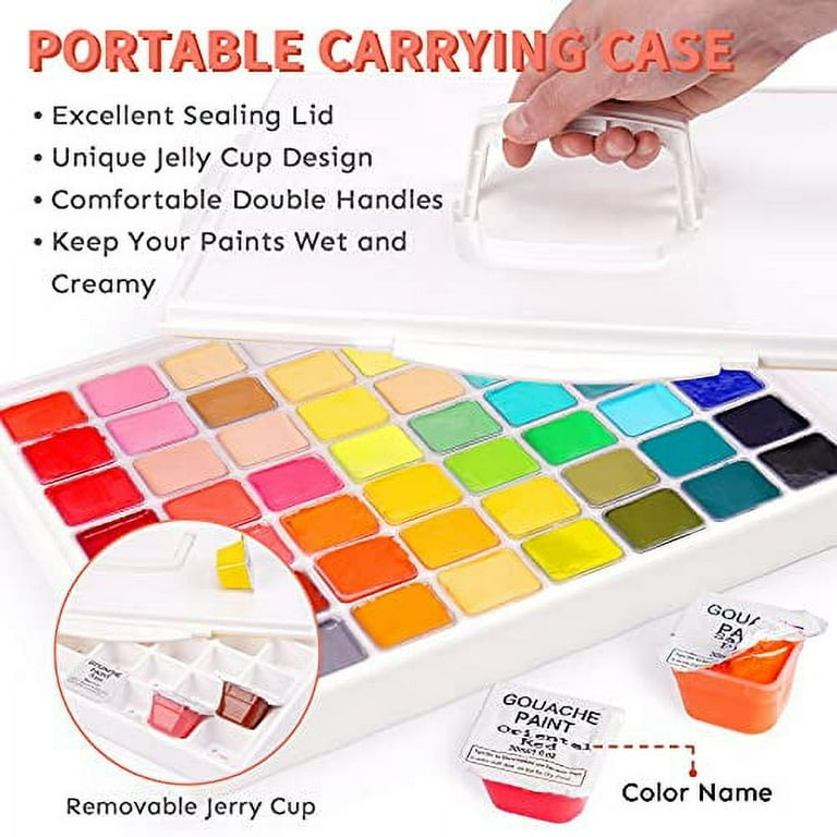 Gouache Paint Set, 56 Colors x 30ml Unique Jelly Cup Design in a Carrying  Case, Art Supplies, Gouache Opaque Watercolor Painting, Perfect for Artist