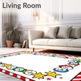 thumbnail image 2 of ODIKA 5'x7' Machine Washable Non-Slip Area Rug, Playful Snowman Parade with Cane Borders and Motifs High Traffic Rug with Pad, Red, 739420, 2 of 8