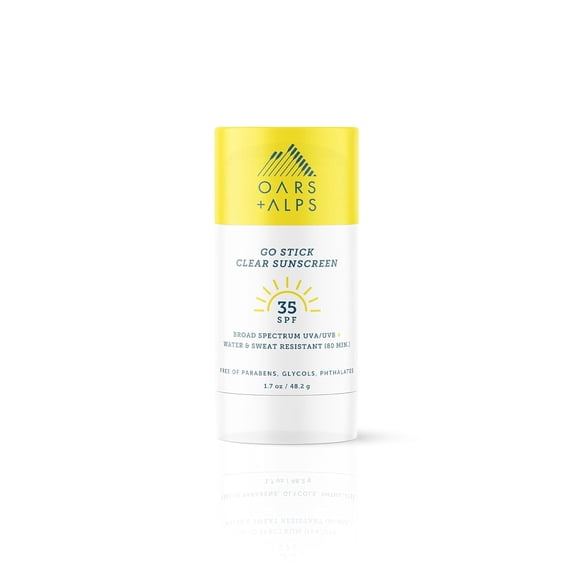 Oars   Alps Go Stick Clear SPF 35 Face Sunscreen, Skin Care Infused with Vitamin E and Antioxidants, Water and Sweat Resistant, TSA Friendly, 1.7 Oz, 1 Pack