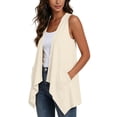 thumbnail image 6 of Nestiefly Sleeveless Vest for Women Summer Lightweight Casual Loose Fit Open Front Irregular Hem Cardigans with Pockets 2026 Beige 2XL, 6 of 7