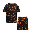 thumbnail image 6 of Pajamas for Men Halloween Funny Bats Print Mens Pajama Shorts Set Lightweight Summer Sleepwear 2 Piece, 6 of 7