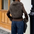 thumbnail image 4 of Sorvello Women's Faux Fur Collared Zip Up Jacket Fall Clothes Slim Fit Winter Coats Coffee XS, 4 of 5