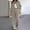 Khaki plus size 2 piece set a1, variant on Women Plus Size 2 Piece Set Casual Long Sleeve Shirt Wide Leg Pants Solid Business Travel Outfits Loose Collared Tops Comfy Matching Lounge Work Attire, White 4XL