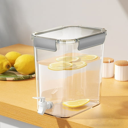 

Xubond Glass Cups Cold Kettle With Faucet In Refrigerator Iced Beverage Dispenser Spigot Large Capacity Water Pitcher Fruit Drink Container For Kitchen Kitchen Essentials Gray Drinking Glasses