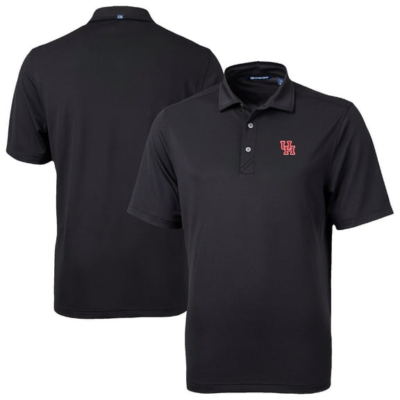 Men's Cutter & Buck Black Houston Cougars Virtue Eco Pique Recycled Polo