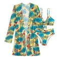 thumbnail image 4 of WREESH Womens 3 Piece Swimsuits Tropical Print Bikini Set with Kimono Beach Cover Ups Printed Bikini Straps Bikini Deep V Split Swimsuit Set Swimsuit Set Bathing Suit Yellow, 4 of 9