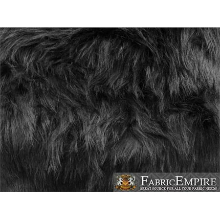 Faux Fur Fabric Long Pile Monkey Shaggy BLACK / 60