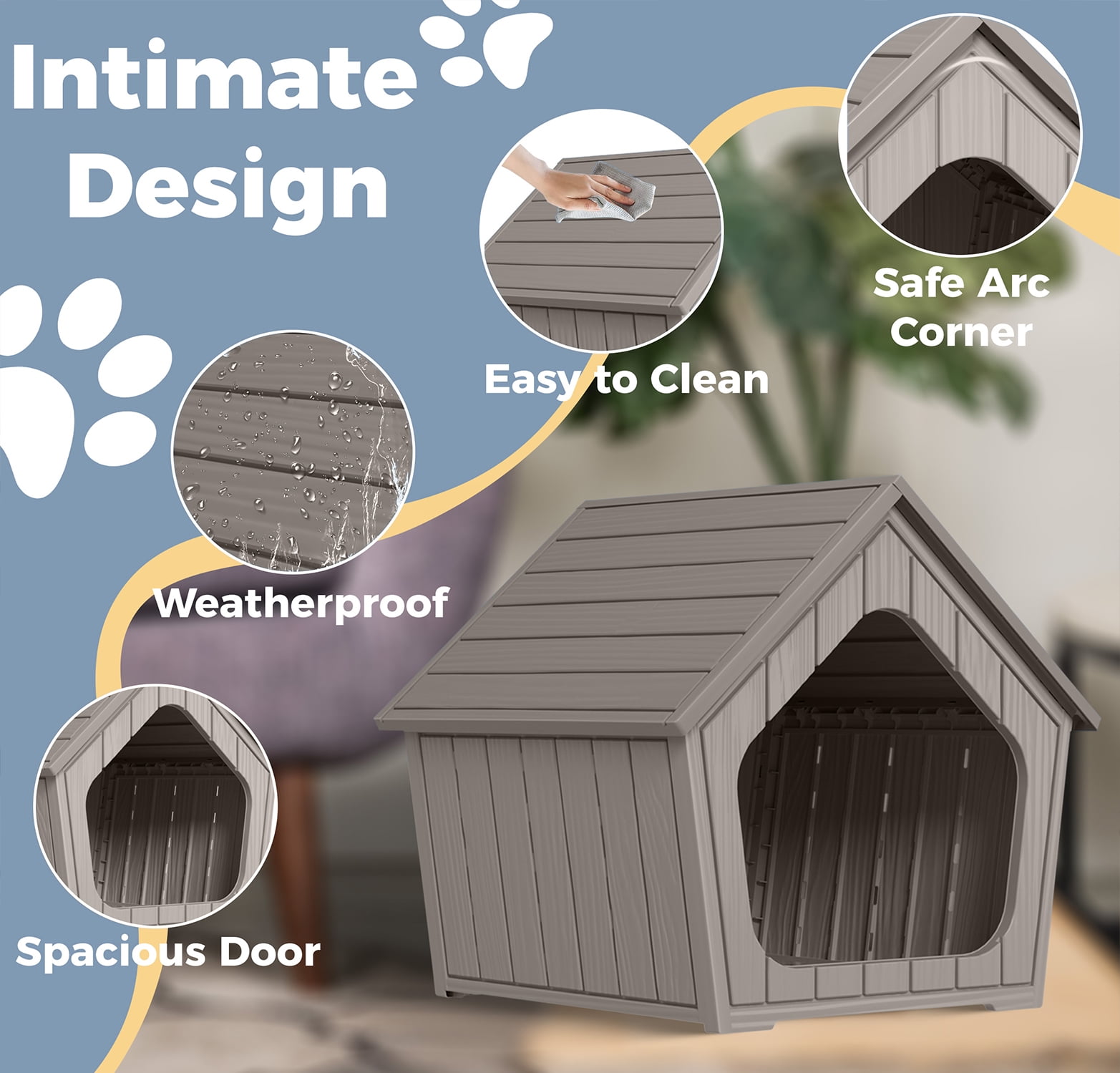 Outdoor Waterproof Cat House,23.43×22.64×22.8 Inches,Insulated Cat Shelter Feral for All Seasons,Easy to Assemble,Suitable for Cats and Small Dogs