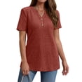 thumbnail image 3 of Fantaslook V Neck Tops for Women Short Sleeve Henry Shirts with Button Dressy Casual Summer Blouses Tops, 3 of 9