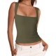 thumbnail image 4 of Camiseta sin mangas AURUZA con cuello cuadrado para mujer, color verde militar, talla M, 4 of 7