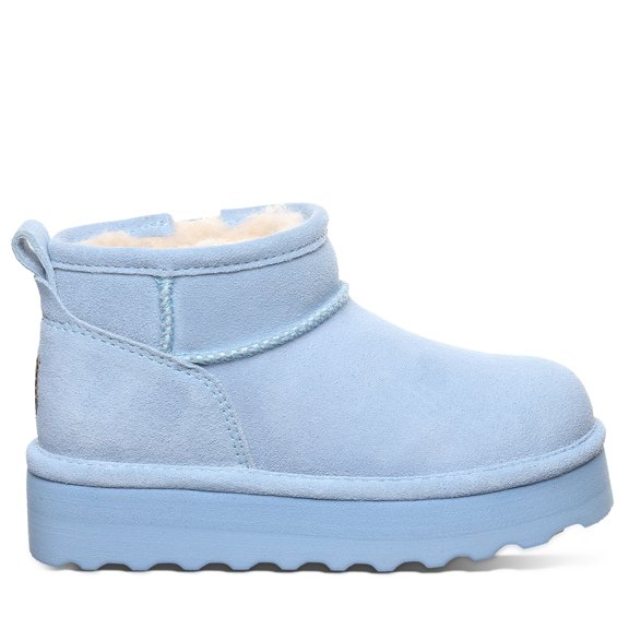 BEARPAW Retro Shorty Youth Blissful Blue Size 2 | Cozy Slip On Winter Boots for Kids | Winter Ankle Boots