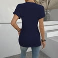 thumbnail image 4 of Clearance! Delayuji Womens Short Sleeve Tops Spring/Summer Splicing Fashion Round Neck Short Sleeve T Shirt for Xl Blue, 4 of 5