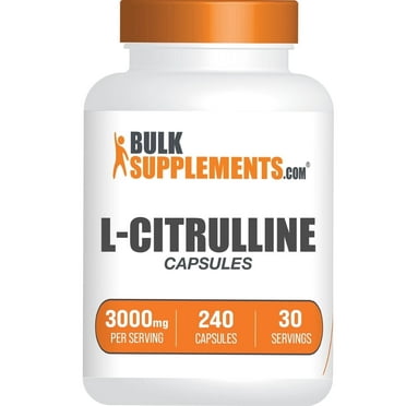 BulkSupplements L-Citrulline Capsules - Amino Acid Supplement, Nitric Oxide Support - 8 Capsules per Serving (3000mg), 240 Count