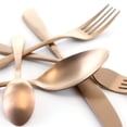 thumbnail image 5 of MegaChef  Gibbous 20 Piece Flatware Utensil Set, Stainless Steel Silverware Metal Service for 4 in Rose Gold Matte, 5 of 6