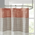 thumbnail image 3 of Bathroom Shower Curtain, Faux Silk Pieced Striped Modern Microfiber Bath Curtains, Machine washable for easy care, 72x72 Inches, Coral, 3 of 5