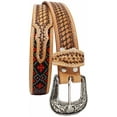 thumbnail image 2 of 33-34  Unisex 1.5" Western Floral Tooled Beaded Full-Grain Leather Belt 26RT47B, 2 of 3