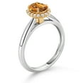 thumbnail image 3 of Gem Stone King 925 Sterling Silver and 10k Yellow Gold Orange Red Madeira Citrine and White Lab Grown Diamond Halo Engagement Ring for Women (0.83 Cttw, Gemstone, Oval 7X5MM, Size 9), 3 of 4