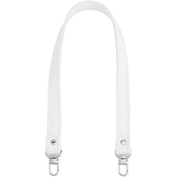 25 Inch White Leather Bag Strap Replacement Bag Handle Shoulder Bag Strap Sewing Imitation Leather Wallet Straps with Alloy Swivel Clasps for for Bag Replacement Accessories