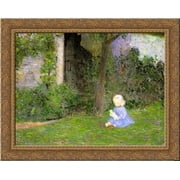 Child in a Walled Garden, Giverny 24x20 Gold Ornate Wood Framed Canvas Art by Lilla Cabot Perry