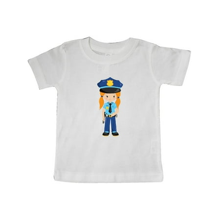 

Inktastic Cute Girl Police Girl Orange Hair Police Uniform Gift Baby Girl T-Shirt