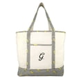 thumbnail image 2 of DALIX Personalized Shopping Tote Bag Monogram Striped Banana Ballent Zippered Letter- G, 2 of 8