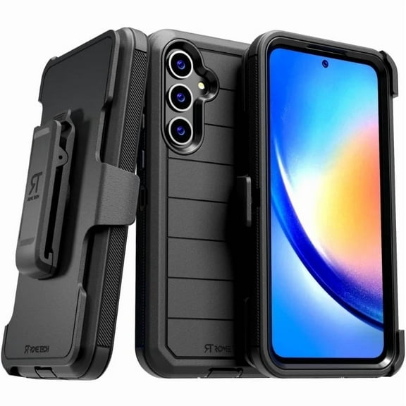 Defender Case for Samsung Galaxy A35 5G with Belt Clip, Kickstand, Dual-Layer, Black