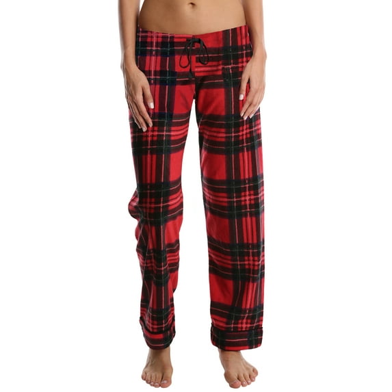 Nomad Women's Fleece Pajama Pants - Ladies Lounge & Sleepwear Bottoms - Red Plaid, Medium