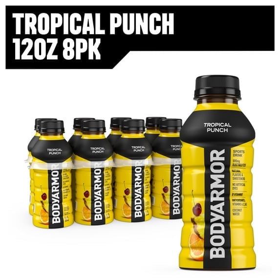 BODYARMOR Tropical Punch Electrolyte Sports Drink, 12 fl oz, 8 Pack Bottles - 2 Box
