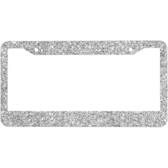Silver Glitter License Plate Frames - License Plate Covers, 2 Packs Universal Aluminum Tag Frame for Front and Rear Car Tags