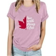 thumbnail image 2 of T-shirts d'Été Basiques à Manches Courtes Décontractés pour Femmes, Blouse à Imprimé Feuille d'Érable de la Fête du Canada, Col Rond, 2 of 9